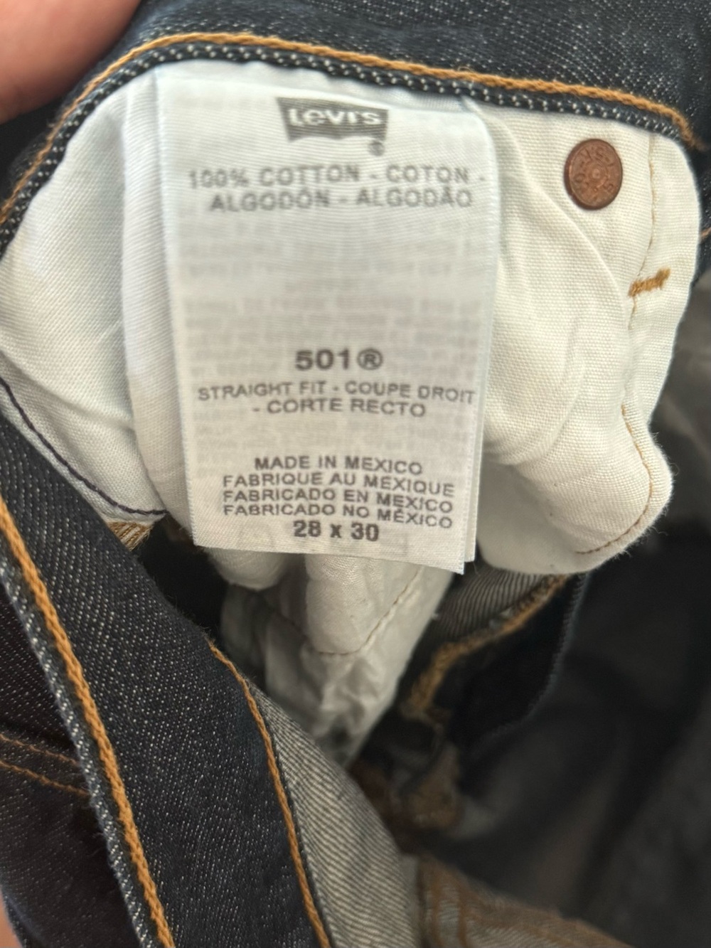 Levi's 501 Original Fit Jeans Clean Rigid Blue Indigo Petite Crop - Picture 11 of 13